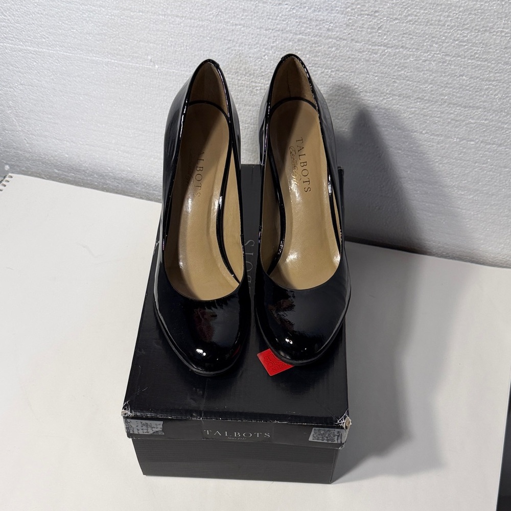 Talbots Sabria Shiny Black Leather Heels